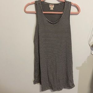 Black and white striped sleeveless flowy dress